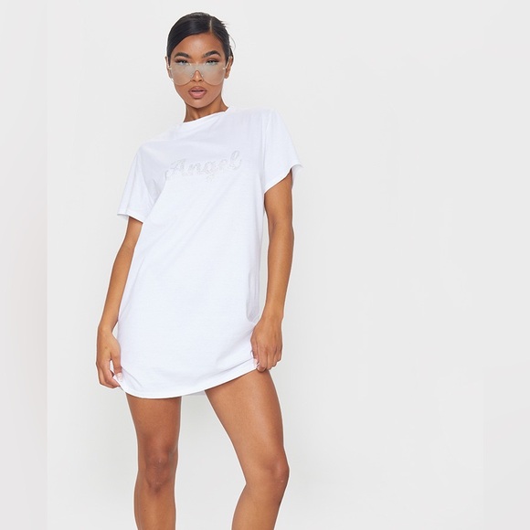 Brand new never worn rhinestone angel t shirt dress from pretty little thing - Picture 3 of 10